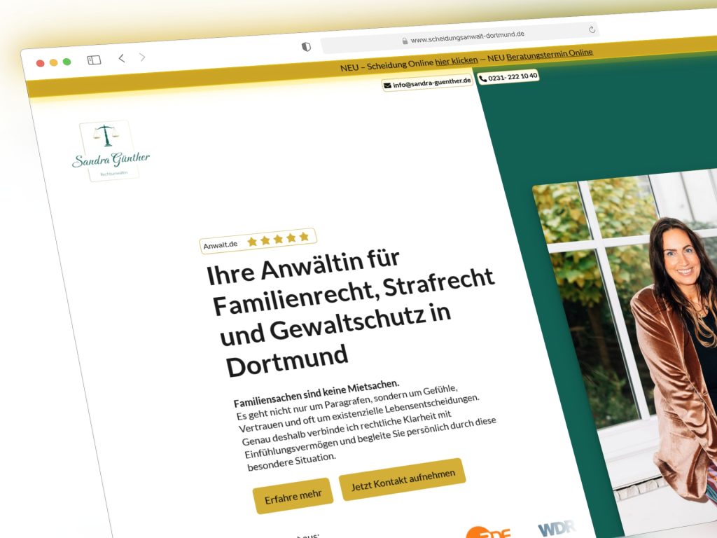 Website einer Anwältin für Familienrecht in Dortmund